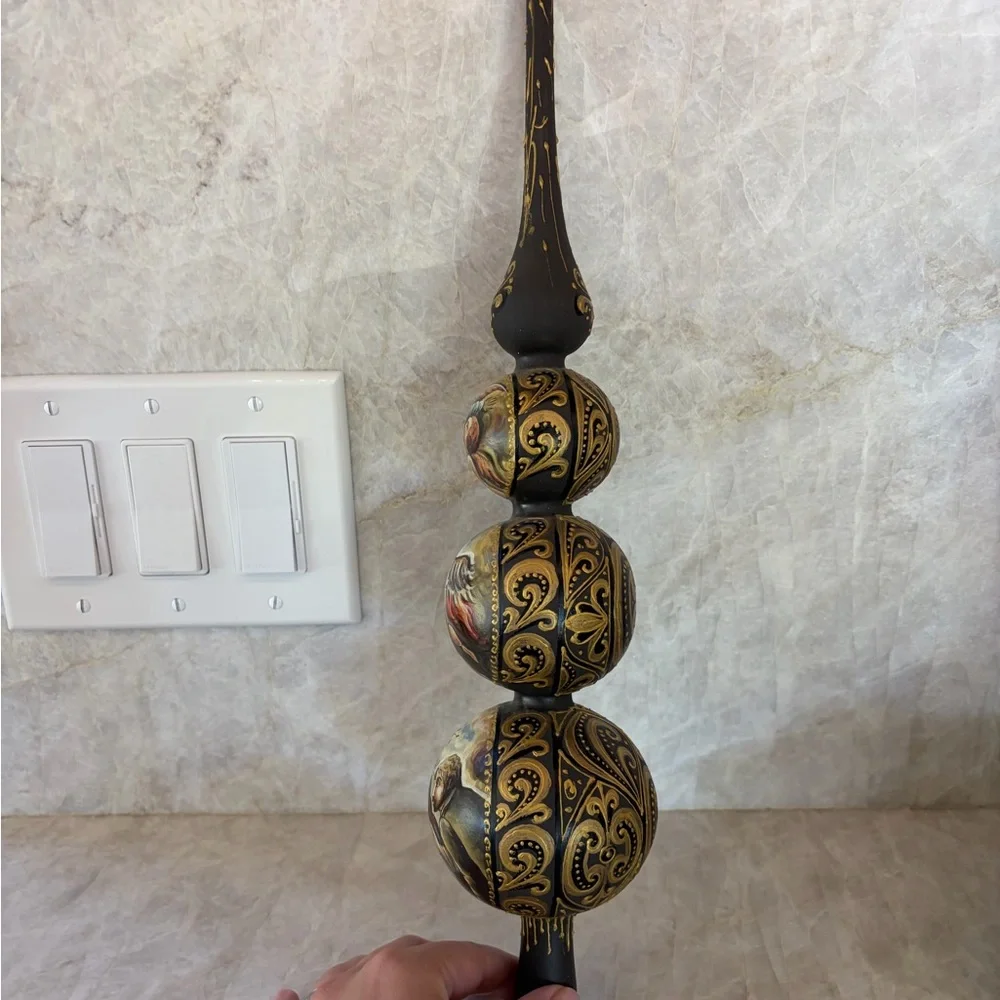 Christmas Nativity Tree topper, Hand-Painted, Metal, 17”H, New